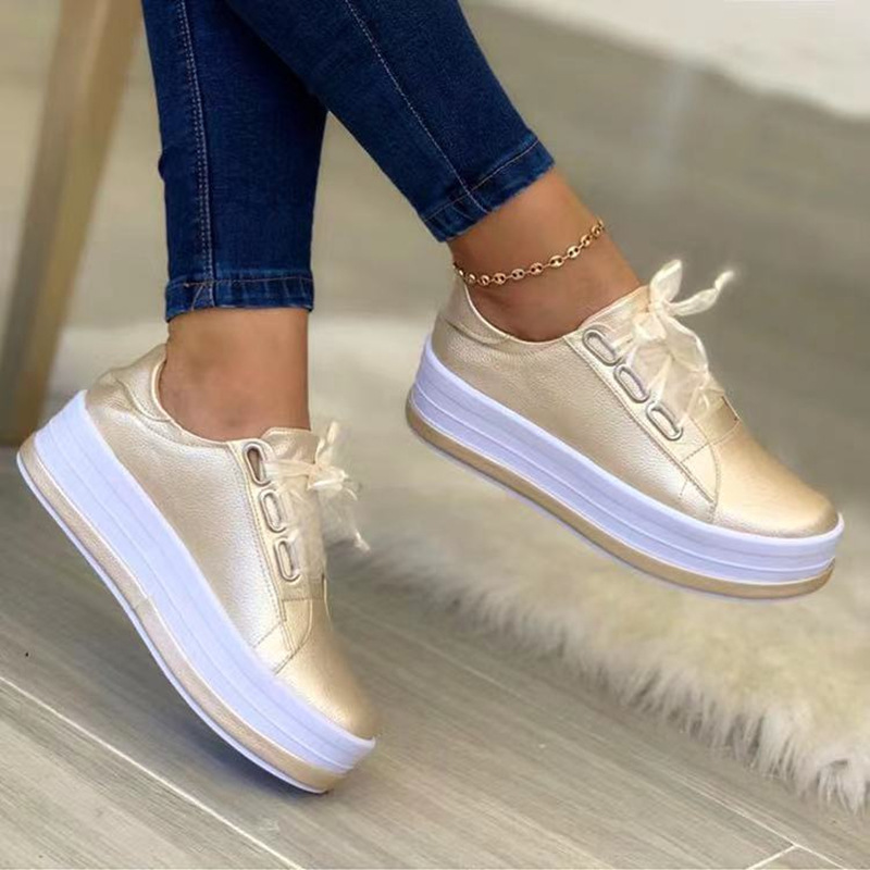 Oliveria Lane Shiny Sneakers- Gold