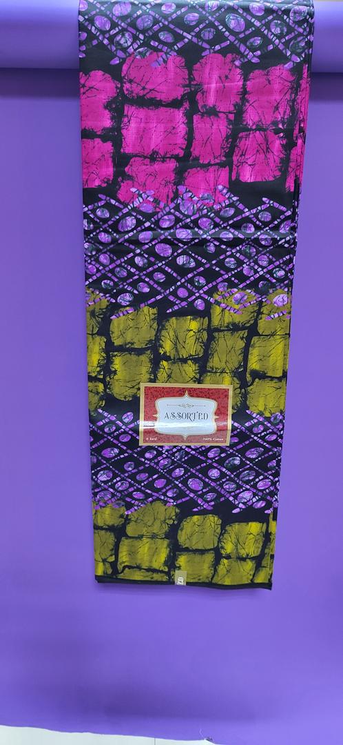 Assorted Pure Cotton Ankara Fabric- Purple/Black