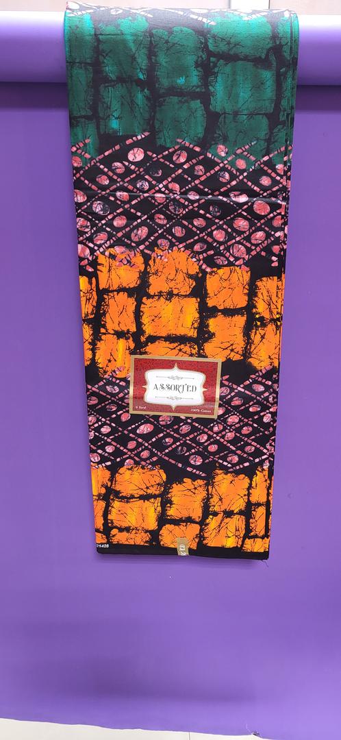 Assorted Pure Cotton Ankara Fabric- Orange/Pink/Green
