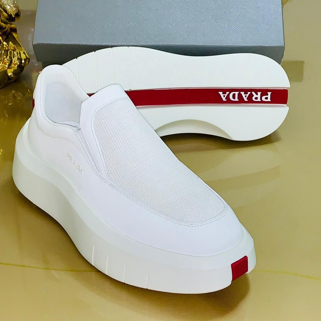 Prada Slip On All White Sneakers