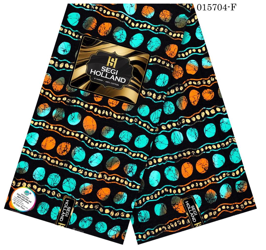 Segi Holland Pure Cotton Ankara fabric 36- Blue/ Orange