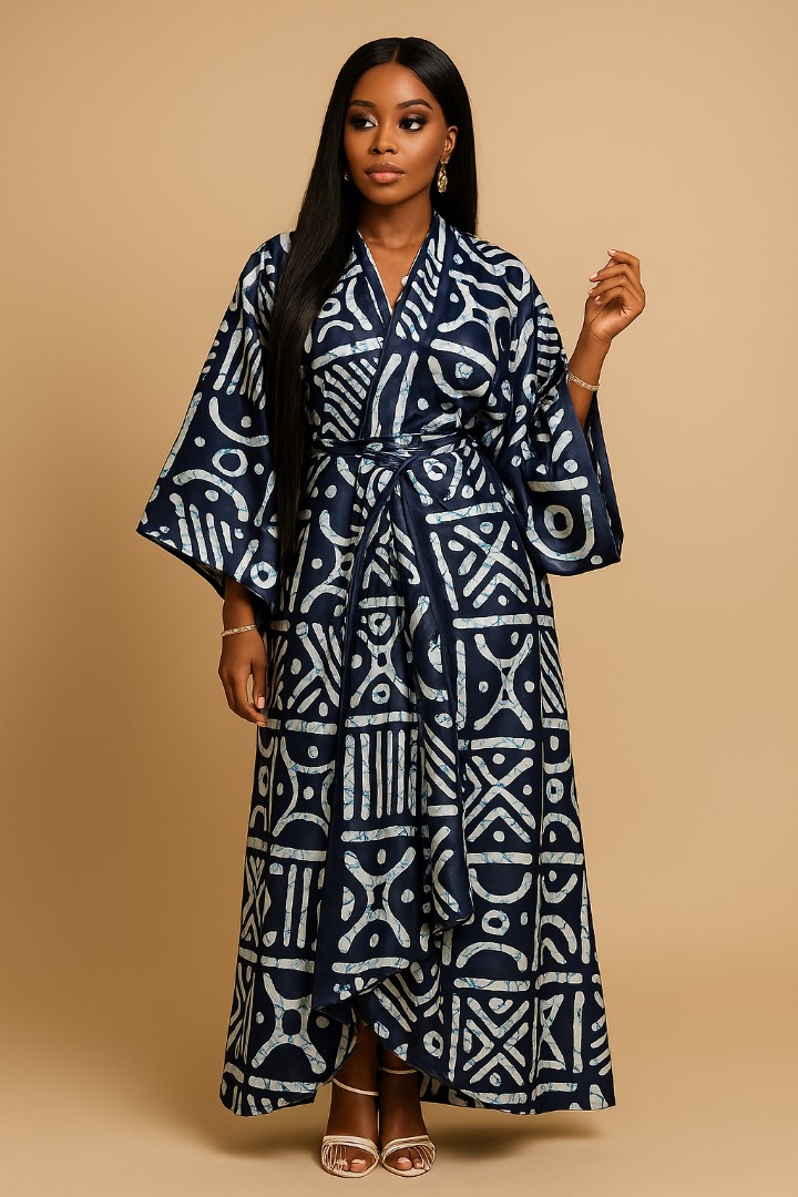 Silk and Chiffon Fabric 16- Blue/Cream