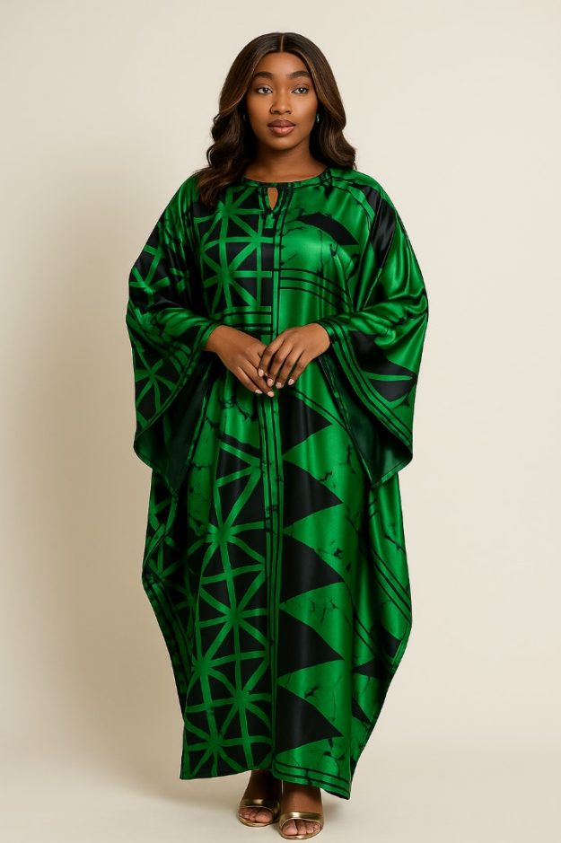 Premium Green and Black Silk and Chiffon Fabric for Dresses