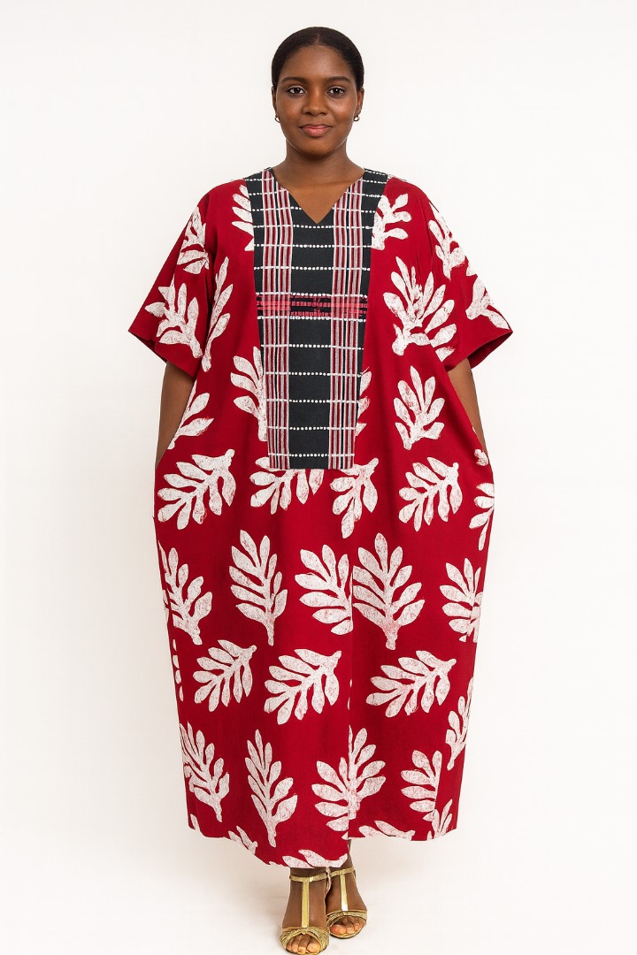The Asake Red Ankara Free Dress