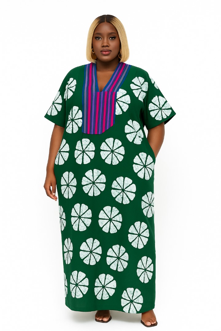 The Zainab Green Ankara Free Dress