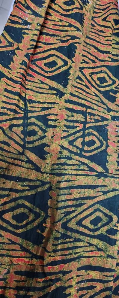Green Wax Cotton Adire Crepe Fabric