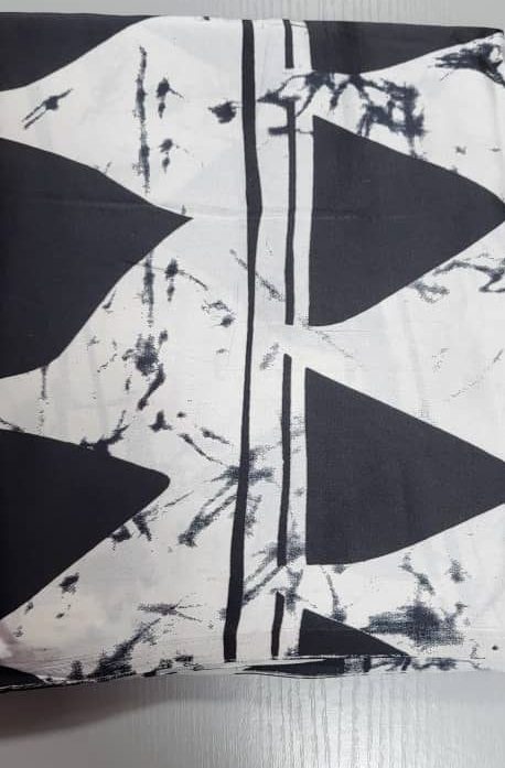 Black and White Patterened Soft Silk and Chiffon Fabric