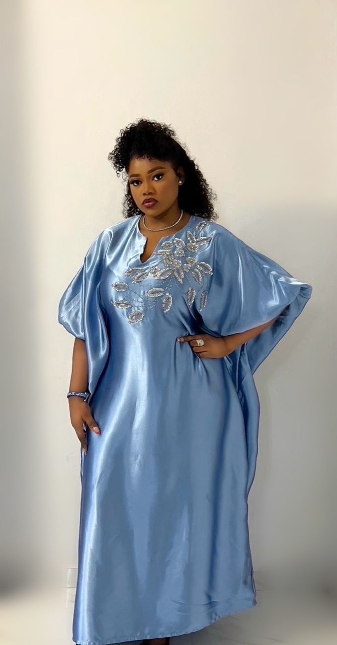 Blue Sophisticated Silk Dress