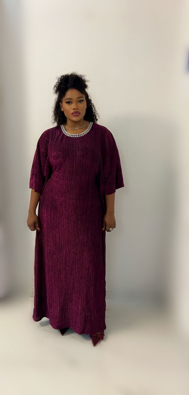 Burgundy Net Embellished Dress