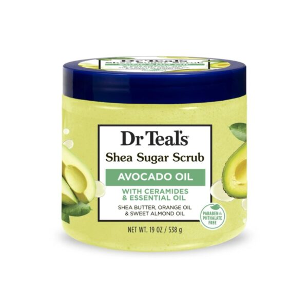 Dr Teal’s Shea Sugar Body Scrub with Avocado Oil and Ceramides, 19 oz/ 538g