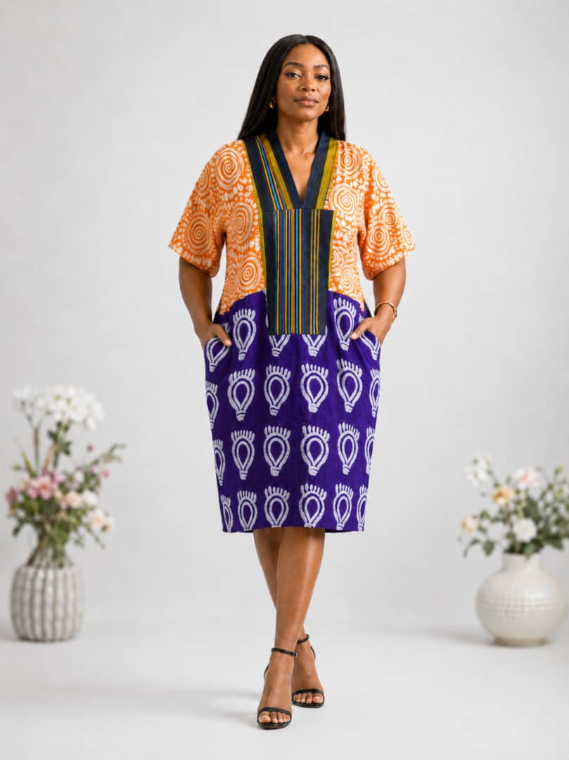 Ankara and Aso Oke Short Bubu Dress