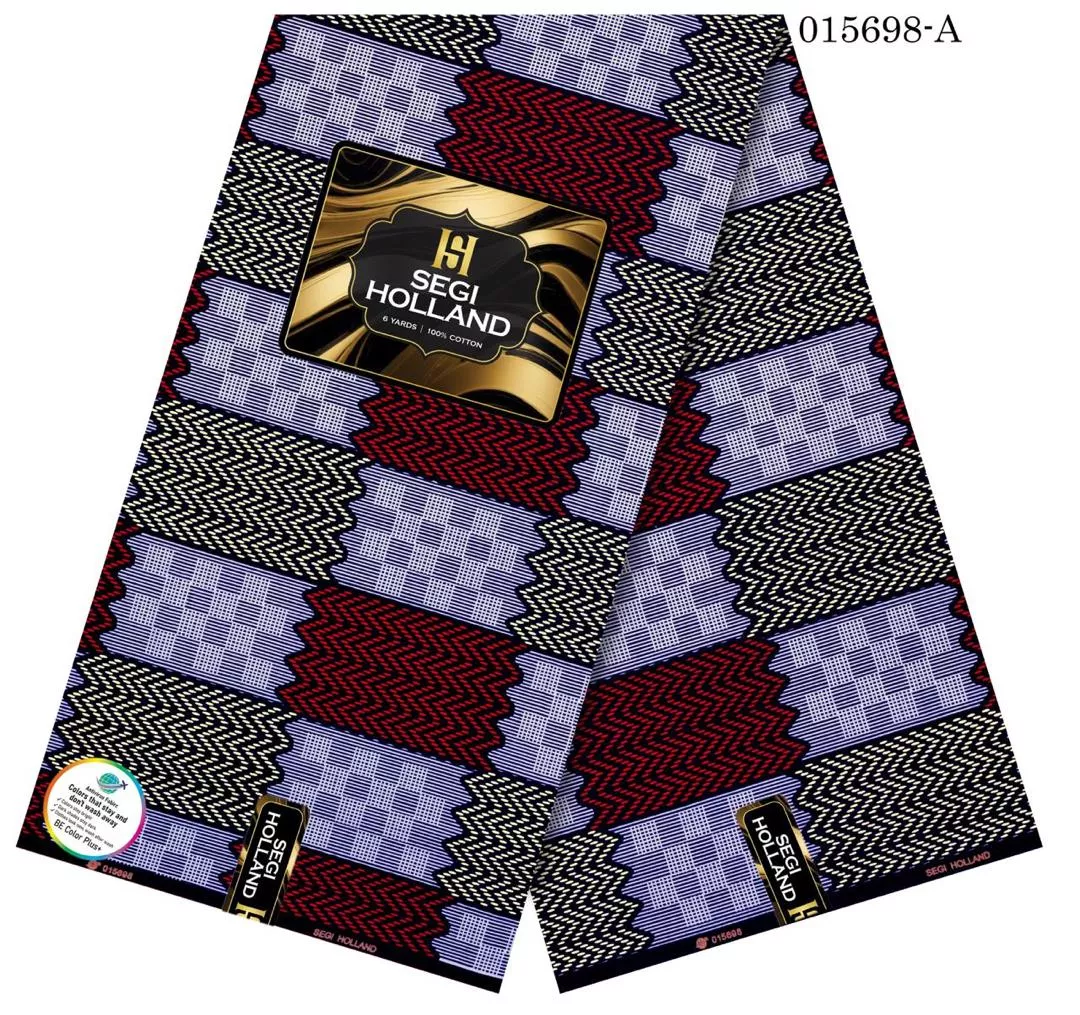 Segi Holland Pure Cotton Ankara fabric 37- Blue/Wine