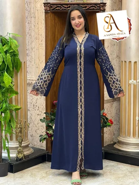 Timeless Grace Abaya- Navy/Gold