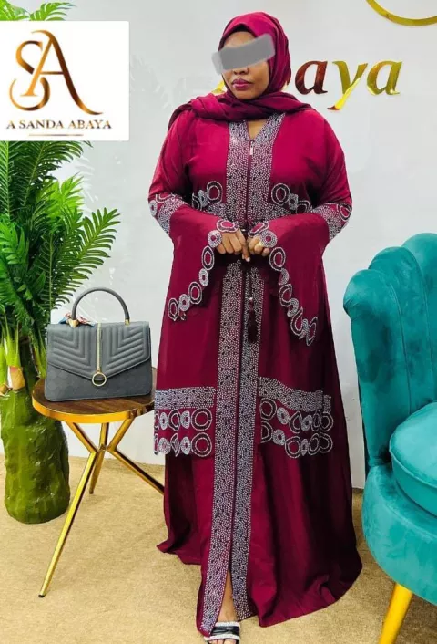 Chic Trendy Abaya- Wine