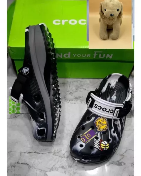 Casual crocs with Colorful Jibbitz- Black