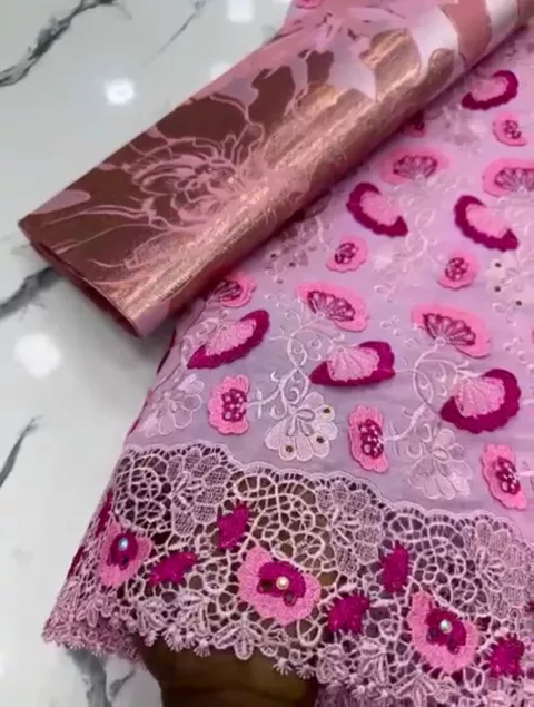 Pink Lace with Matching Damask
