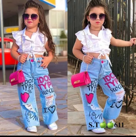 White Top & A Blue Character Denim