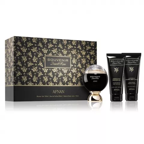 Afnan Souvenir Desert Rose EDP 100ml 3 Piece Gift Set For Women