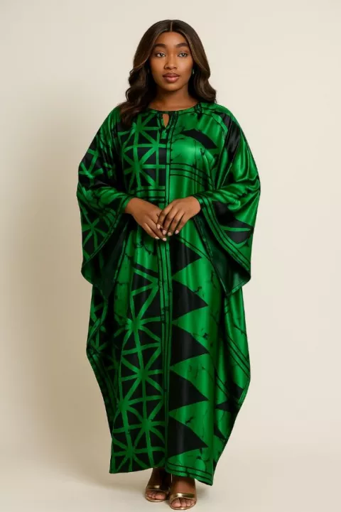 Premium Green and Black Silk and Chiffon Fabric for Dresses