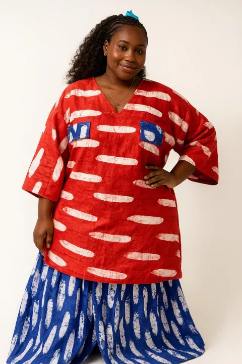 The Titi Butterfly Adire Long Dress