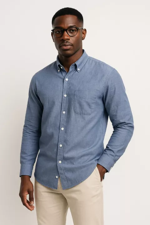 Denim Corporate Button Down Shirt