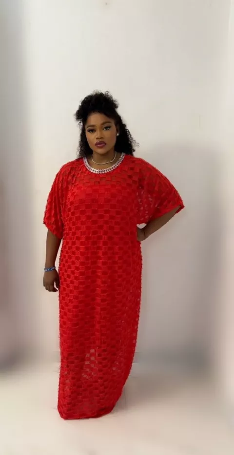 Red Mesh Long Dress