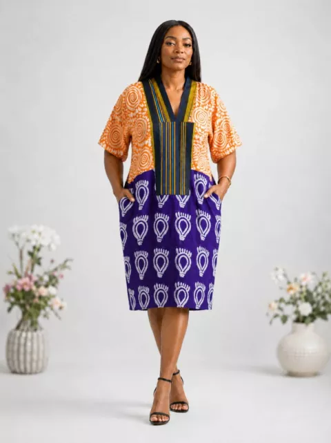 Ankara and Aso Oke Short Bubu Dress