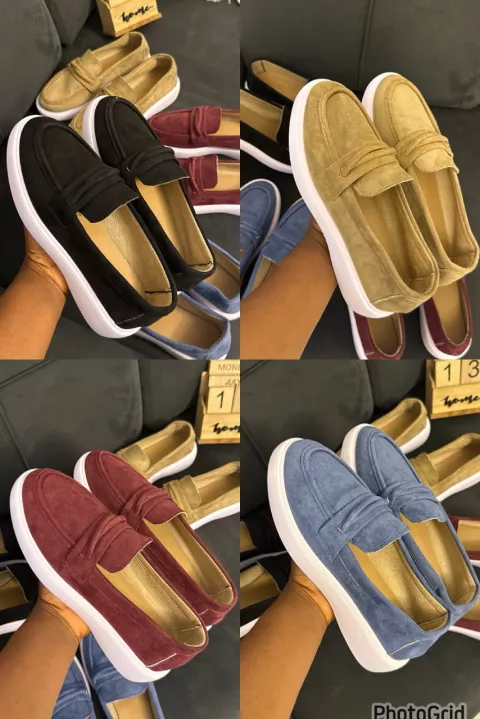 Women's Premium Suede Laceless Loafers – Comfortable Slip-On Casual Shoes